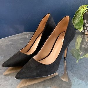 Black suede heels
